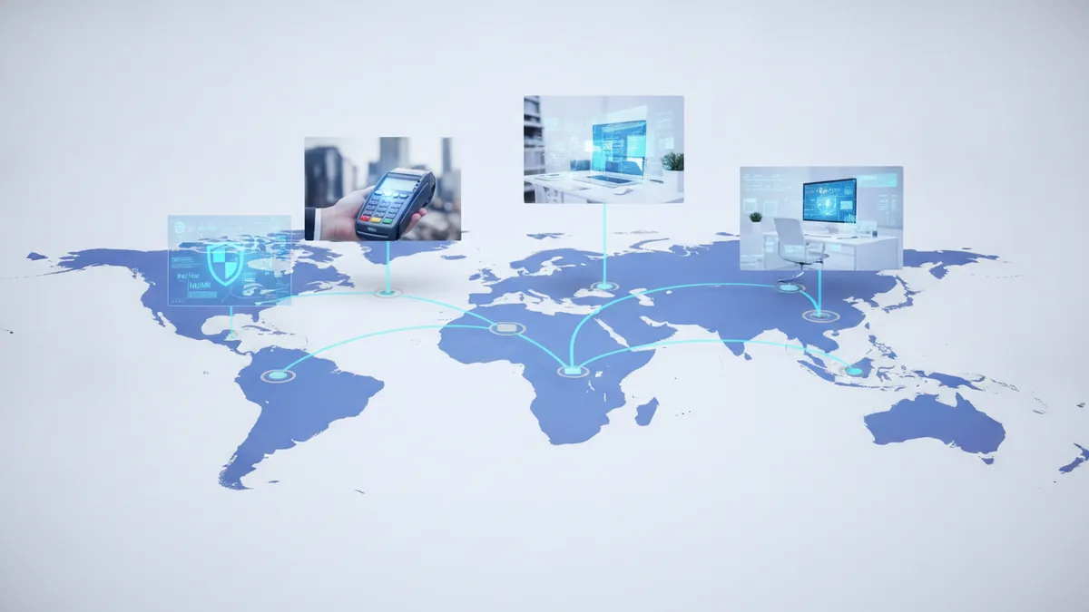 Regional preferences and routing Regional payment preferences mapped with glowing routes