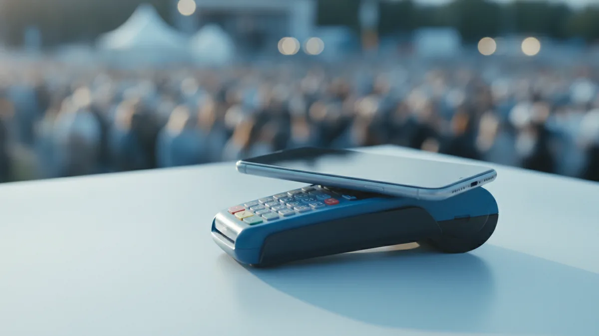 Mobile card reader setup for on-the-go mobile payments at an event
