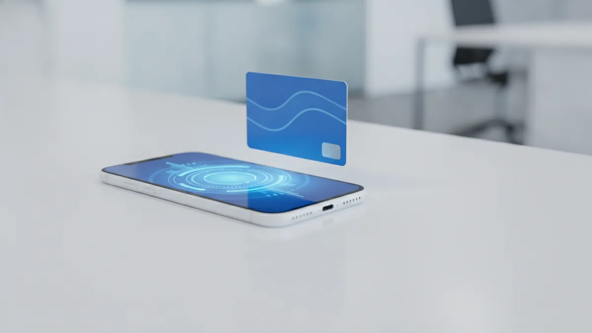 Digital payment on the go Mobile wallet and card example for cashless payments