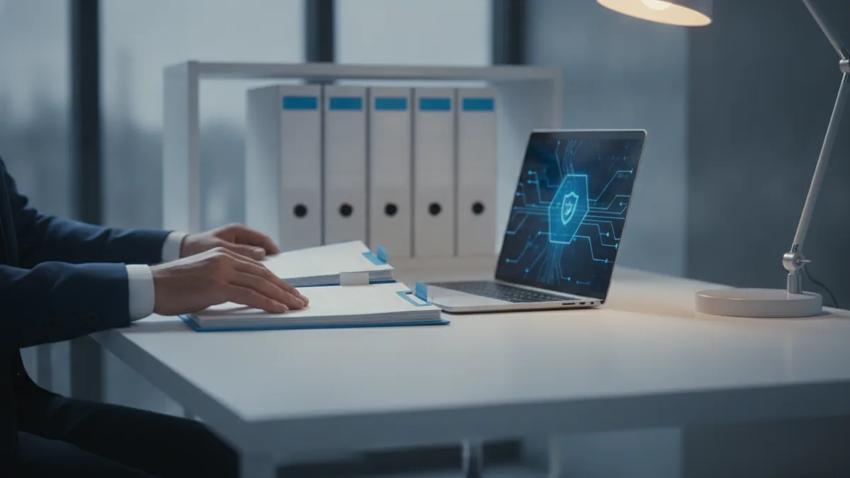 Reviewing CBD compliance documents next to an online checkout setup