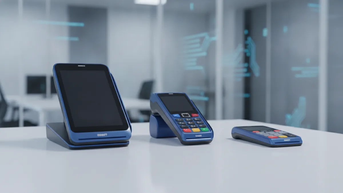 Countertop and wireless terminal options shown for different business use