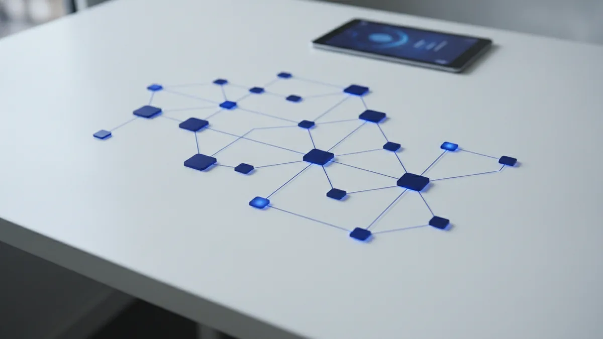 Connected nodes concept showing how crypto payments move across a network