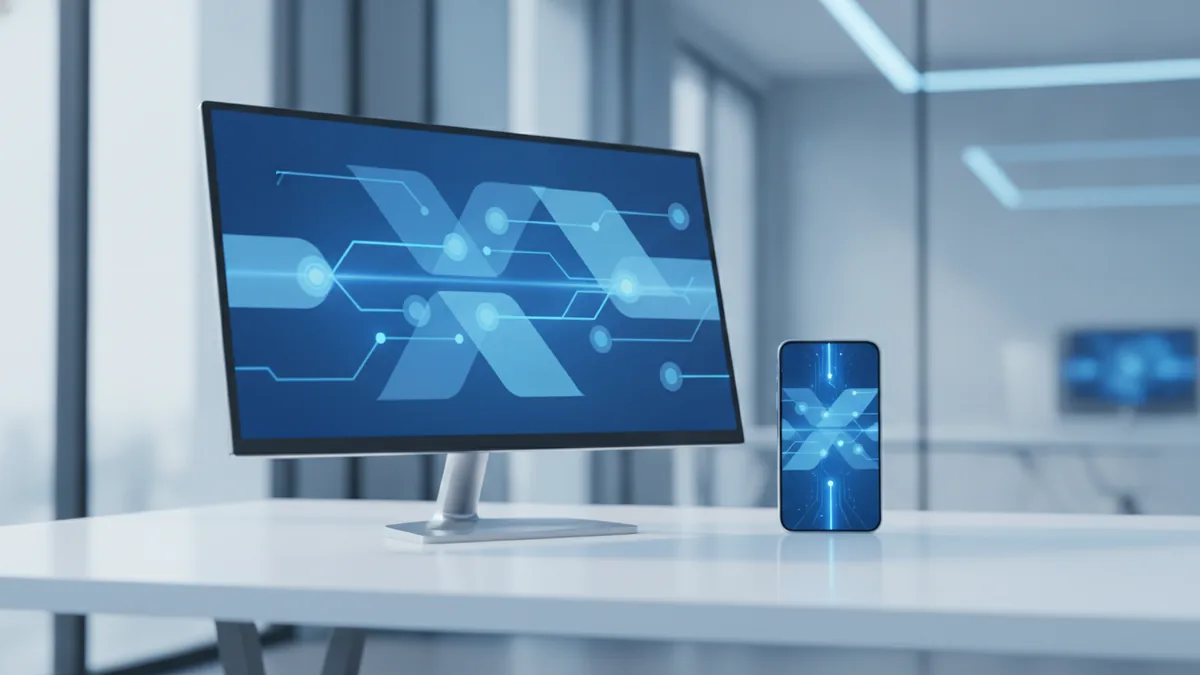 Branded payment portal setup shown across desktop and mobile devices