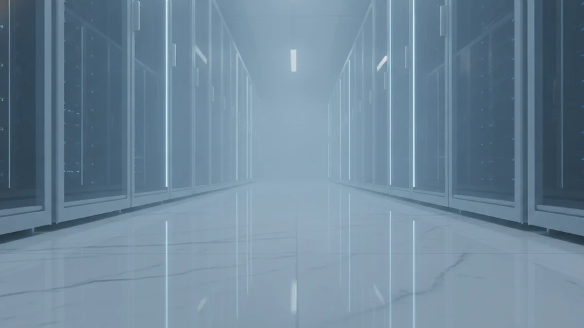 Backend processing workflow Server room setting representing backend processing for ecommerce payments