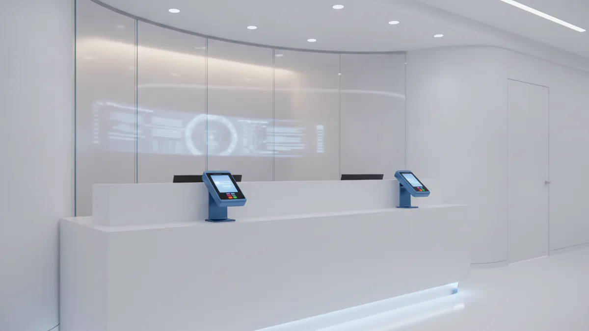 Patient check-in workflow connecting billing and payment steps