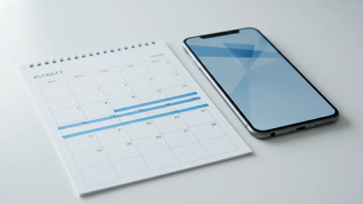 Calendar and timing cues representing business-day ACH processing
