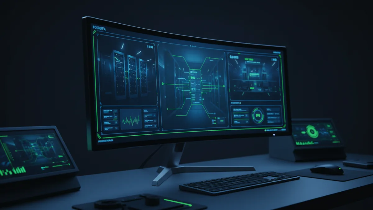 How BTC payment processing works A payment operator workstation showing system status indicators for BTC processing.