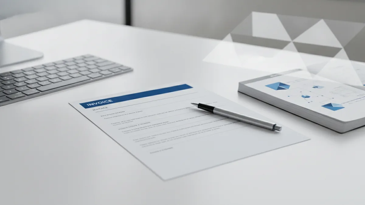 Invoice details and payment notes clearly arranged on a desk