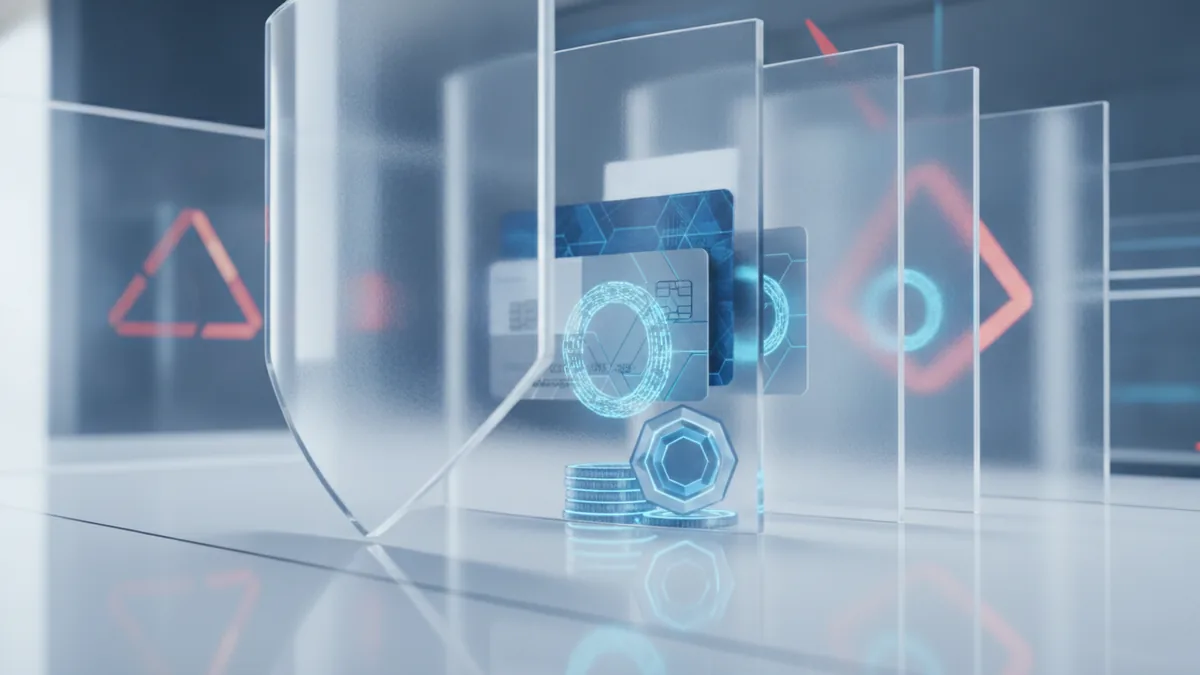 iGaming payment security challenges Digital payment security scene with shield layers protecting cards, transfers, and player funds