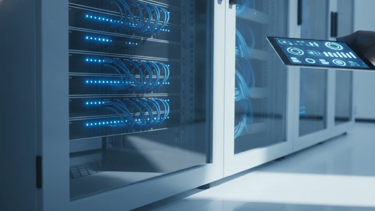 Security and audit readiness Secure server environment with organized connections, representing strong security for payment processing.