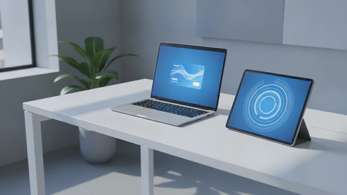 Unified payment view A workspace showing payment status flow across devices