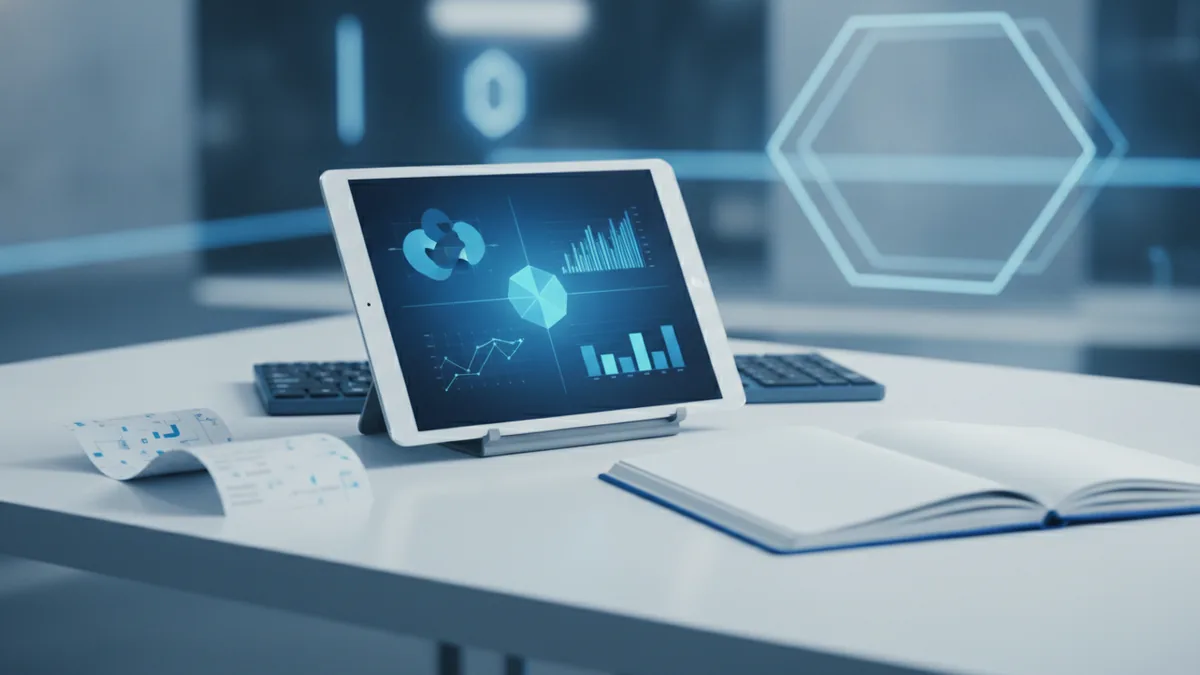 Business workspace illustrating reporting and reconciliation for merchant payment systems