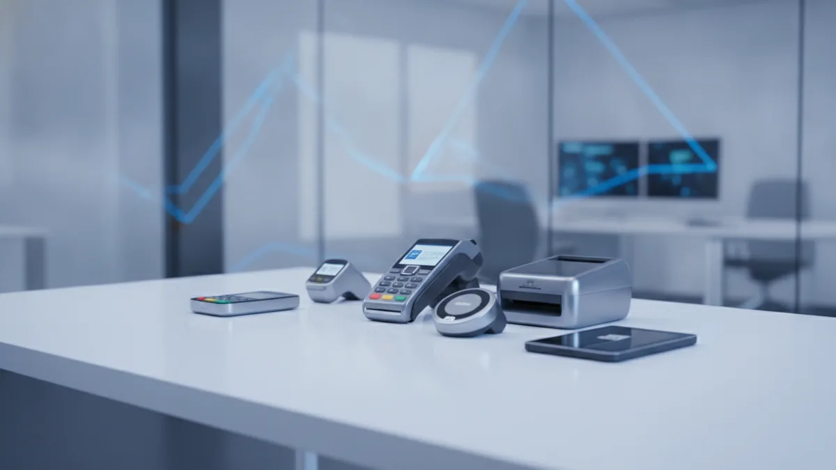 Several payment devices arranged to show choices for online and retail businesses