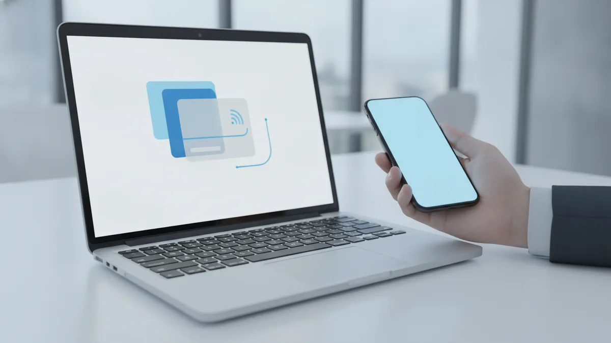 Online payment journey, simplified Device setup representing online payment collection for invoices