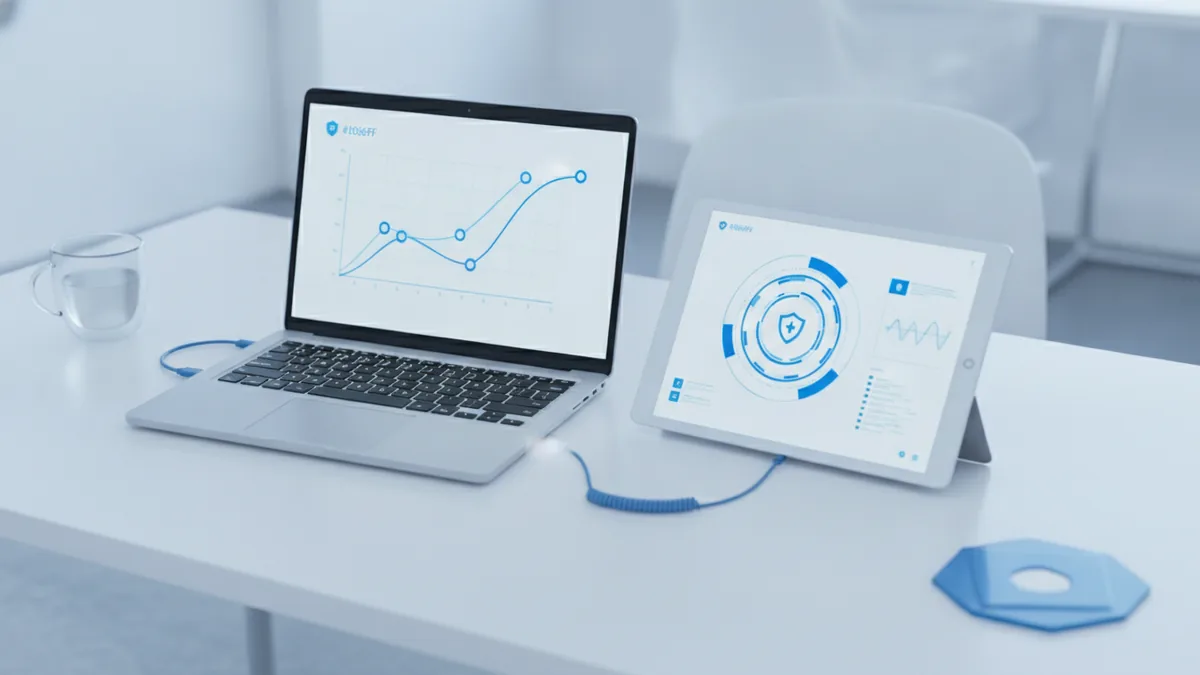 Features that protect revenue A laptop and tablet used to review payment performance and security metrics