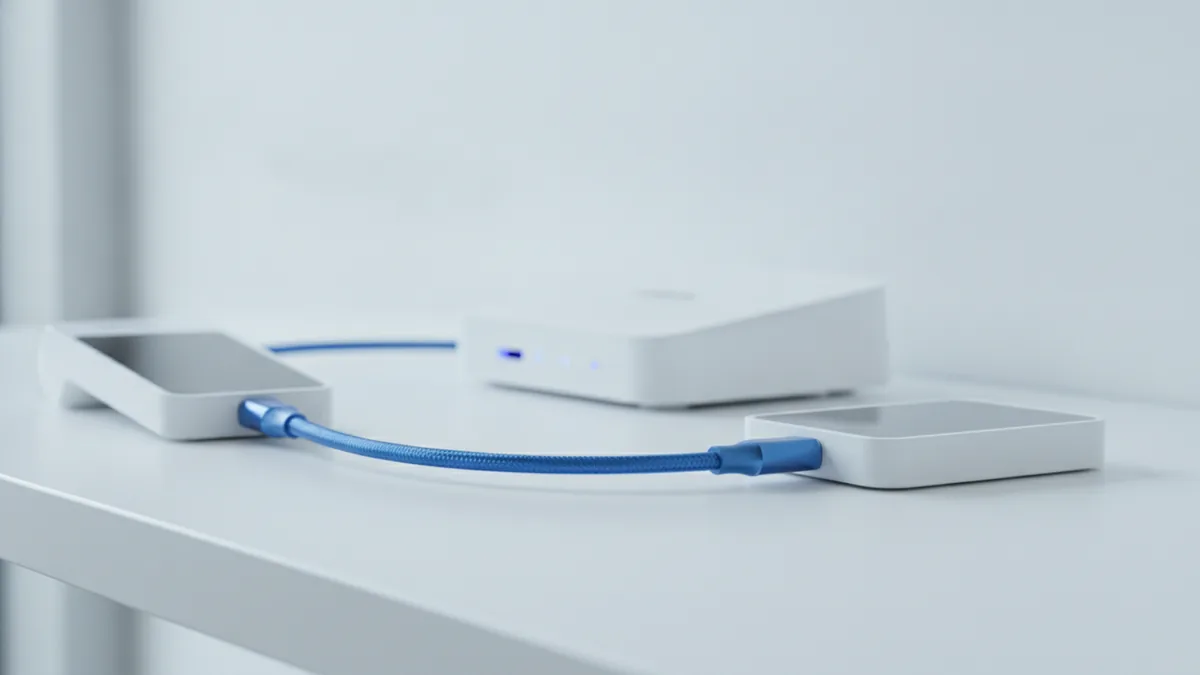 Devices connected to show how payments move between systems