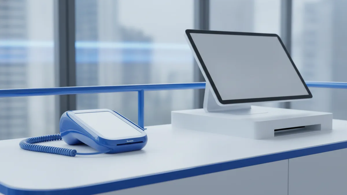 Gateway and POS services Card terminal and checkout setup illustrating gateway and POS services