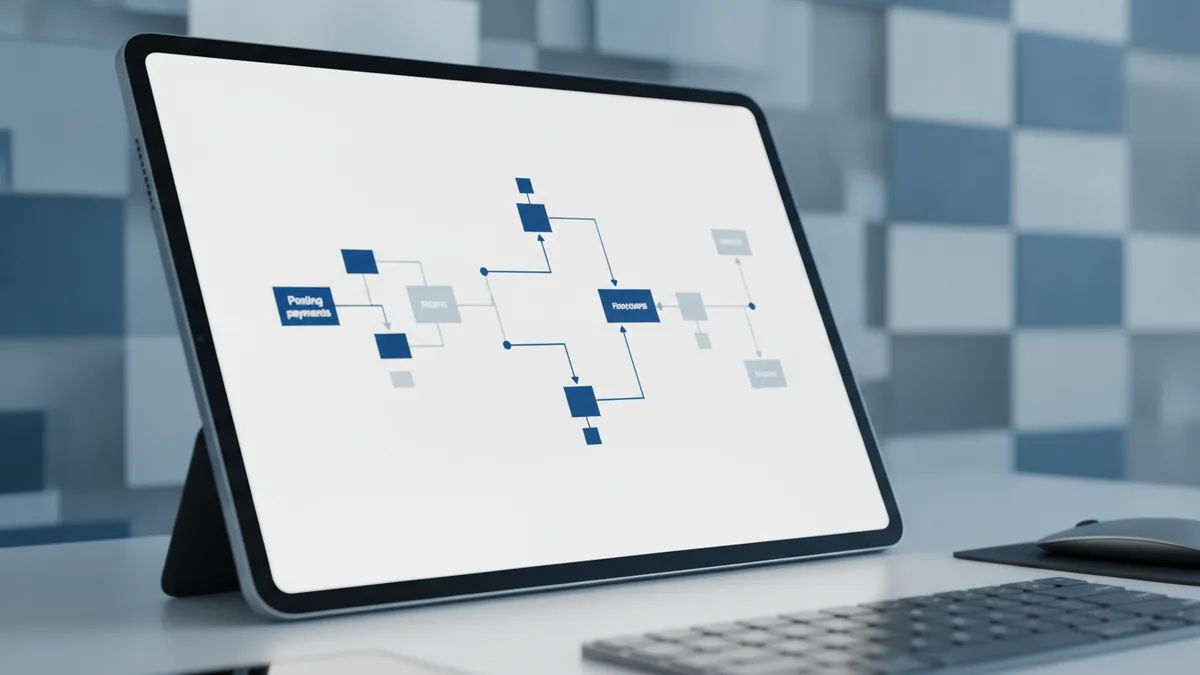 Posting workflow steps represented on a device for medical billing payment posting