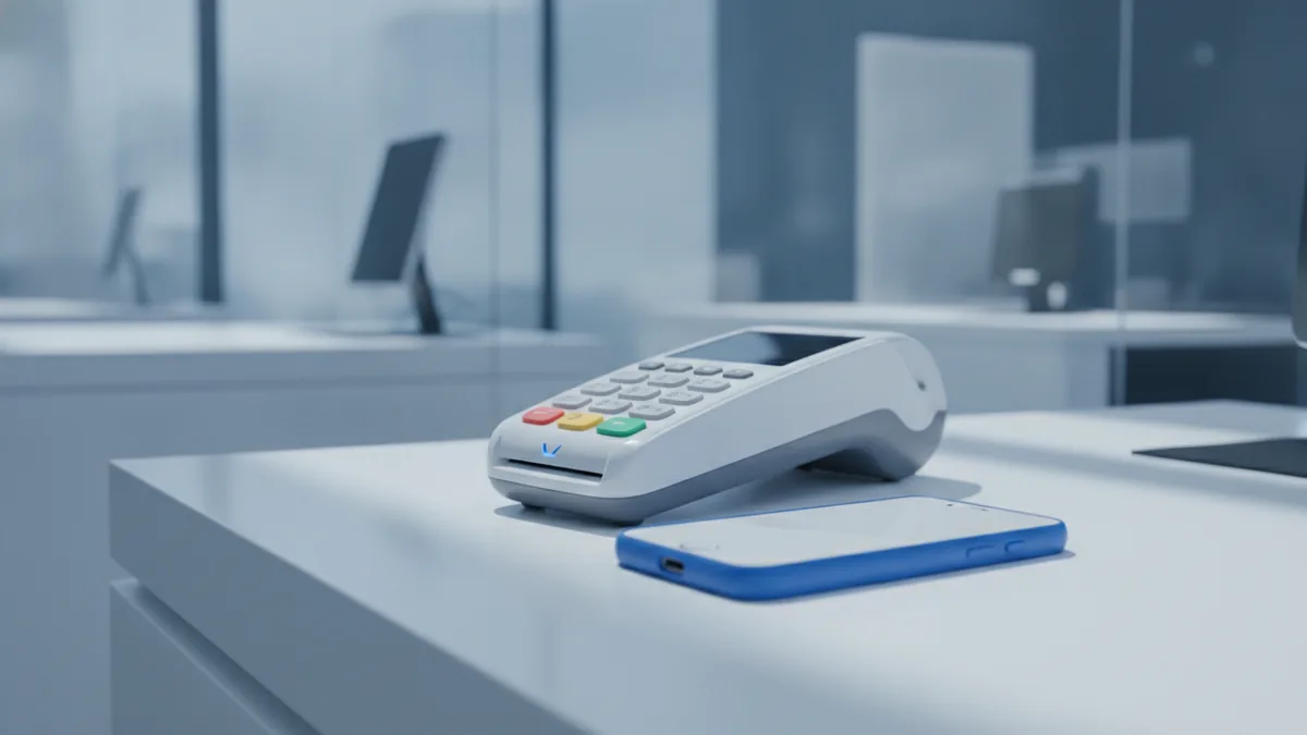 Card and mobile payment setup showing electronic payment processing readiness