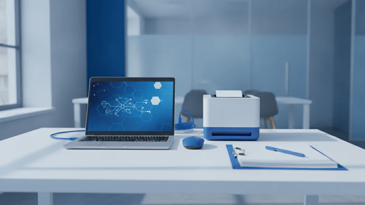 Clear reporting and control Laptop and receipts symbolizing faster reconciliation and better customer payments