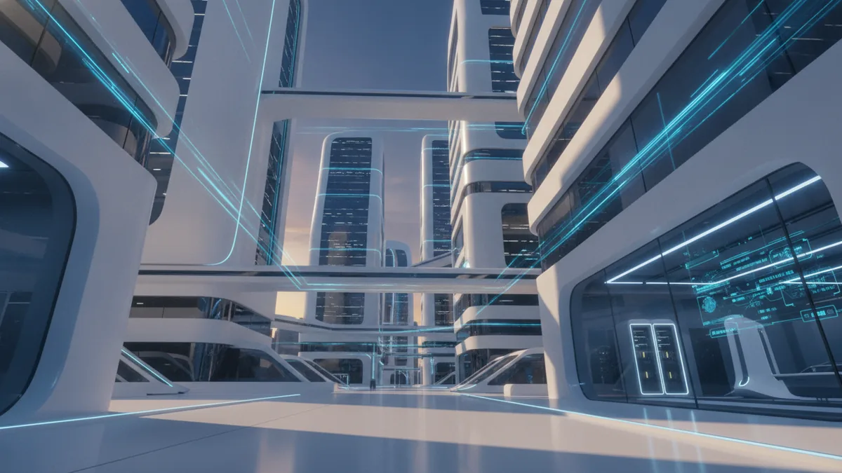 A city scene suggesting future payment trends and faster consumer experiences