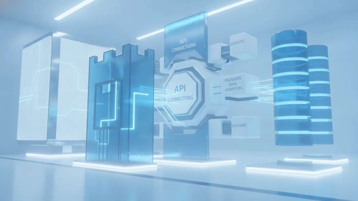 Secure payment gateway design with APIs, provider links, queues, and event storage