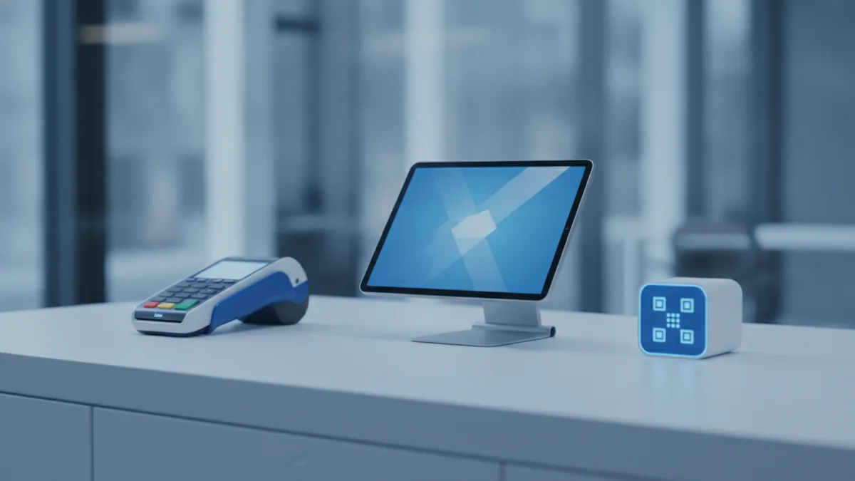 In-store card payment setup with tablet and reader