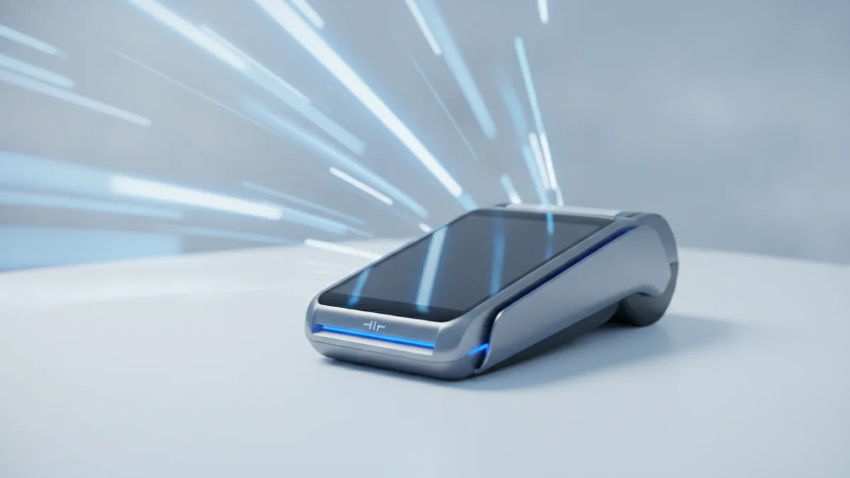 Device on a desk with a sense of steady payment flow and clarity