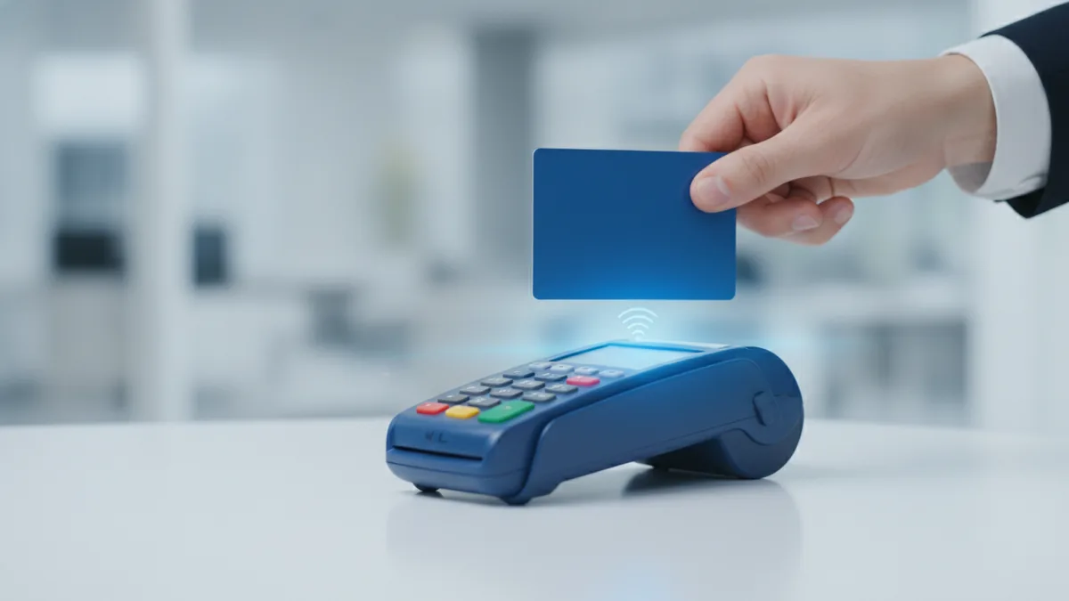 Contactless card tap on a payment terminal