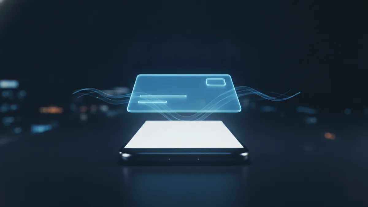 Secure wallet concept Secure digital wallet flow concept with phone and payment signals.