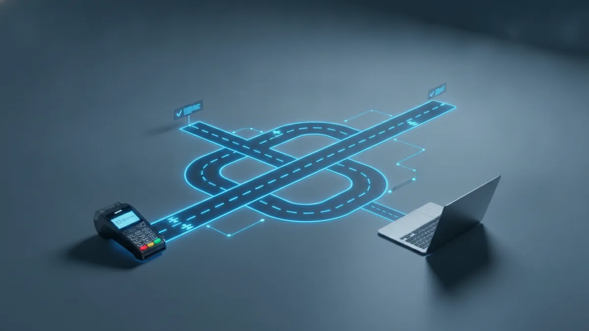 How the payment rail flow works Payment rail flow concept connecting checkout and authorization steps